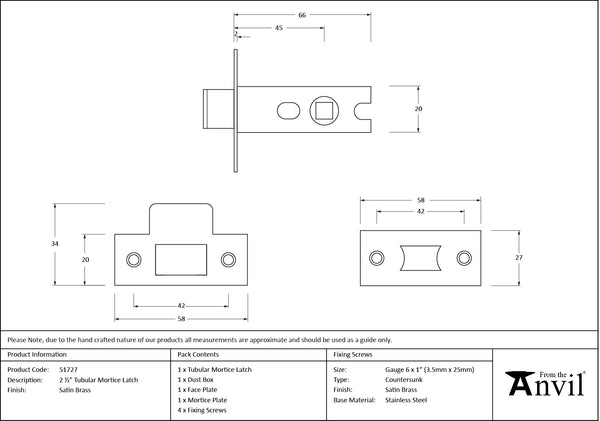 Tubular Mortice Latch by From The Anvil