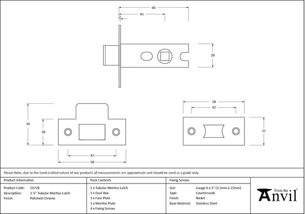 Tubular Mortice Latch by From The Anvil