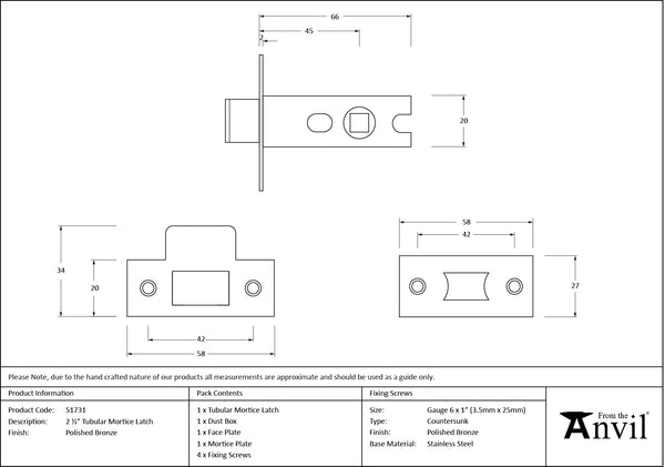 Tubular Mortice Latch by From The Anvil