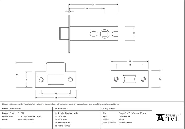 Tubular Mortice Latch by From The Anvil