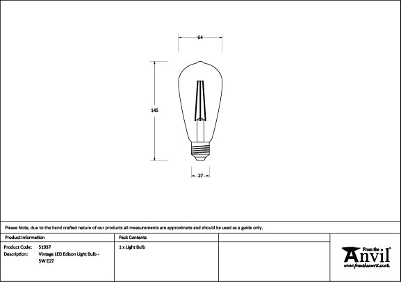 Vintage LED Edison Light Bulb - 5W E27