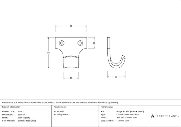 Sash Lift by From The Anvil