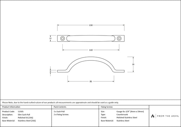 Slim Sash Pull by From The Anvil