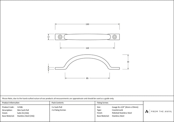 Slim Sash Pull by From The Anvil