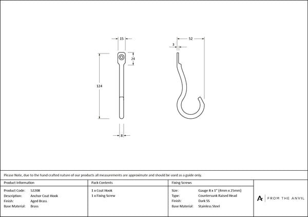 Anchor Coat Hook by From The Anvil