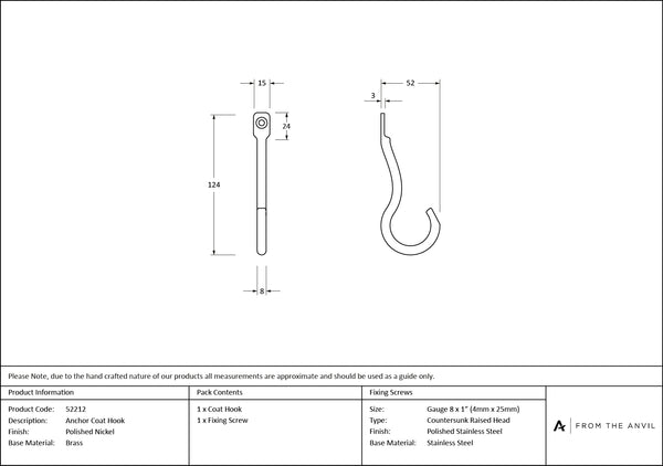 Anchor Coat Hook by From The Anvil