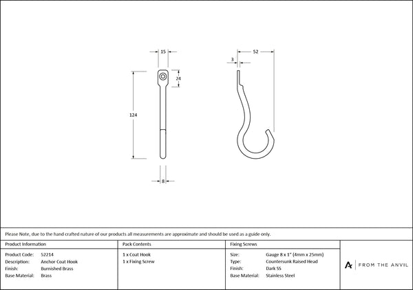 Anchor Coat Hook by From The Anvil