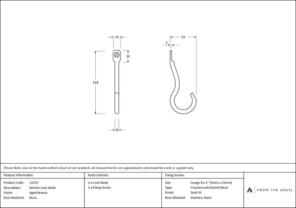 Anchor Coat Hook by From The Anvil