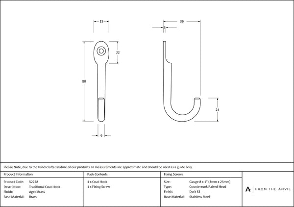 Traditional Coat Hook by From The Anvil