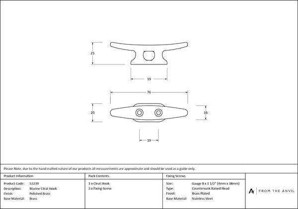 Marine Cleat Hook by From The Anvil