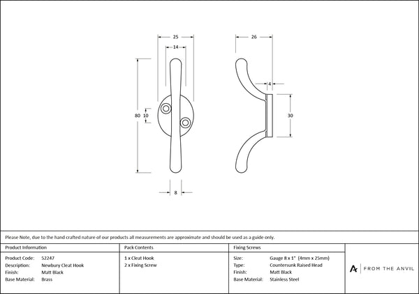 Newbury Cleat Hook by From The Anvil