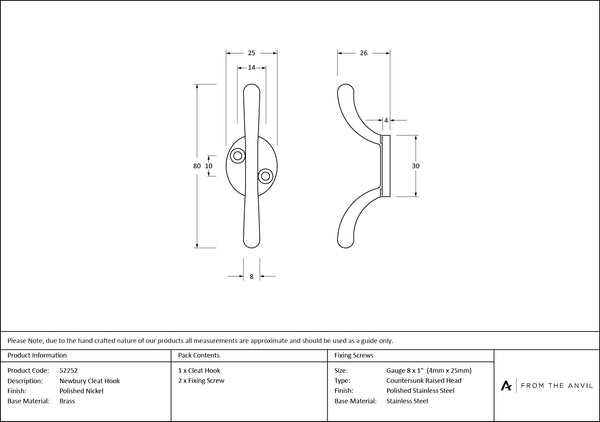 Newbury Cleat Hook by From The Anvil