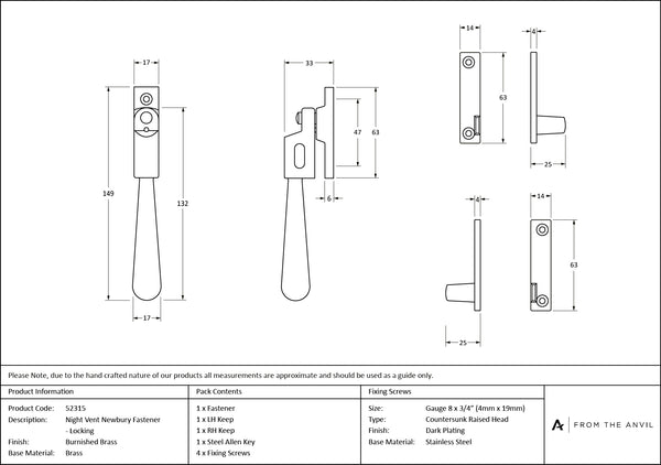 Night-Vent Locking Newbury Fastener by From The Anvil