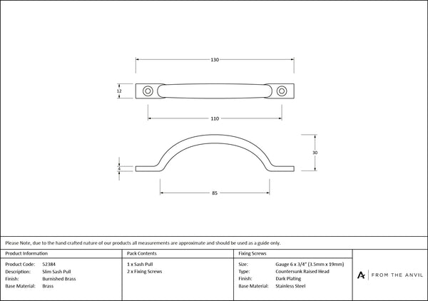 Slim Sash Pull by From The Anvil