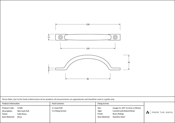 Slim Sash Pull by From The Anvil