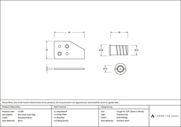 Key-Flush Sash Stop by From The Anvil