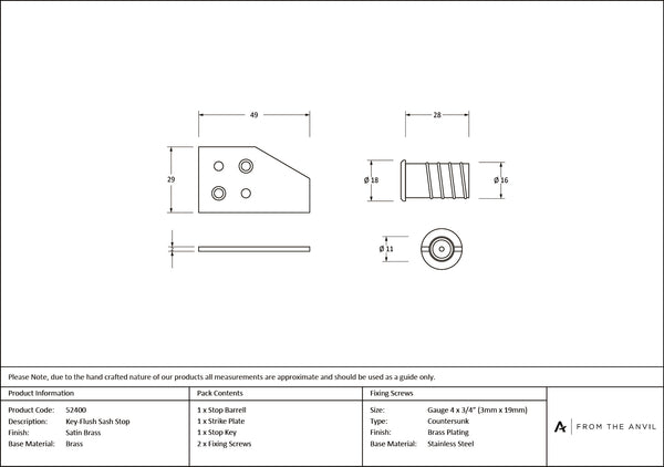 Key-Flush Sash Stop by From The Anvil
