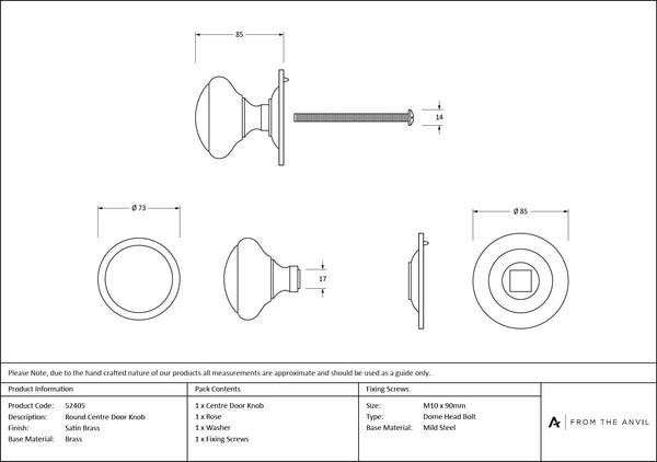 Round Centre Door Knob by From The Anvil