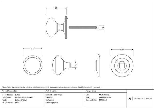 Round Centre Door Knob by From The Anvil
