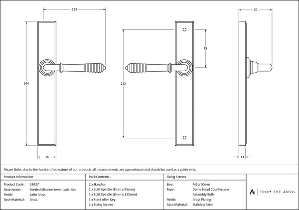 Reeded Slimline Lever Espag. Latch Set by From The Anvil