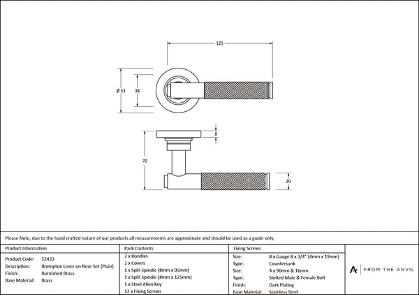 Brompton Lever on Rose Set (Sprung) by From The Anvil