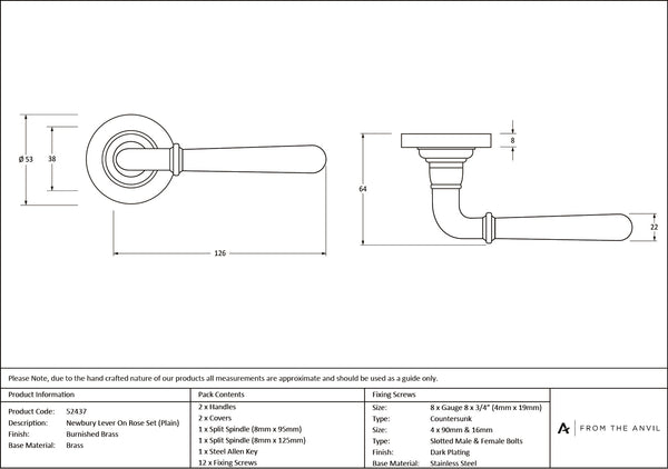Newbury Lever on Rose Set (Sprung) by From The Anvil