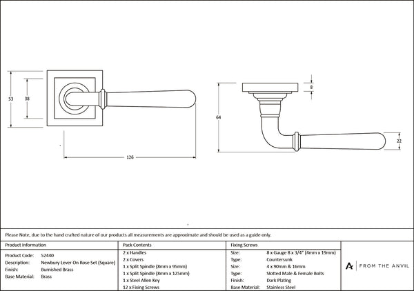 Newbury Lever on Rose Set (Sprung) by From The Anvil