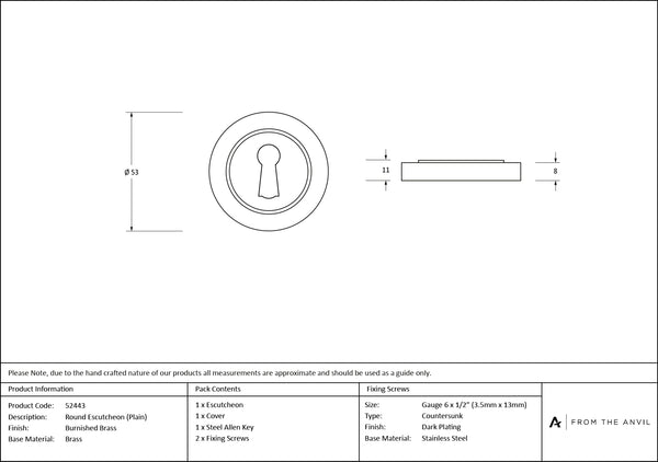 Round Escutcheon by From The Anvil