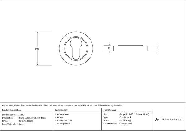 Round Euro Escutcheon by From The Anvil