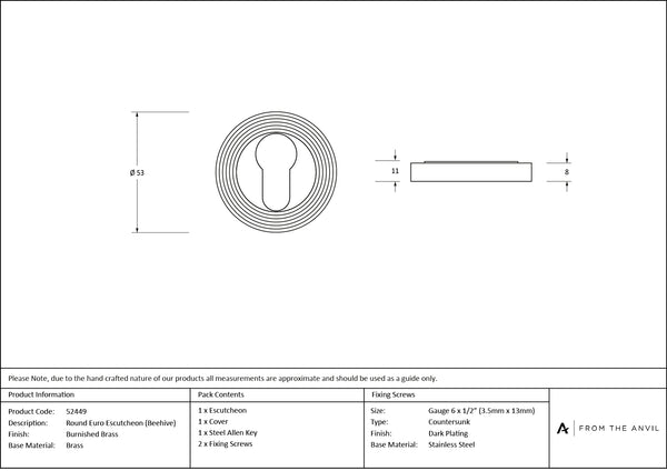 Round Euro Escutcheon by From The Anvil