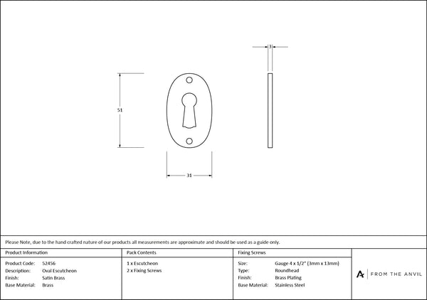 Oval Escutcheon by From The Anvil
