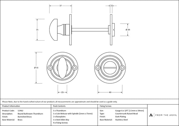 Round Thumbturn Set by From The Anvil