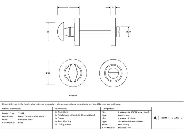Concealed Round Thumbturn Set by From The Anvil