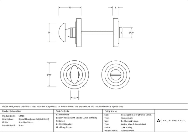 Concealed Round Thumbturn Set by From The Anvil