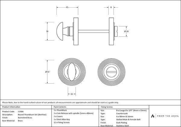 Concealed Round Thumbturn Set by From The Anvil