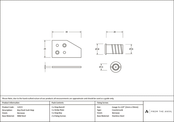 Key-Flush Sash Stop by From The Anvil