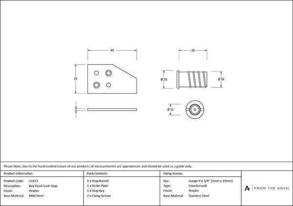 Key-Flush Sash Stop by From The Anvil