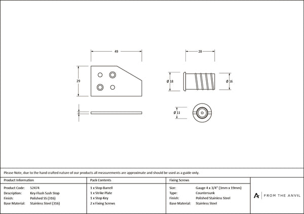 Key-Flush Sash Stop by From The Anvil