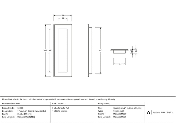Art Deco Rectangular Pull by From The Anvil