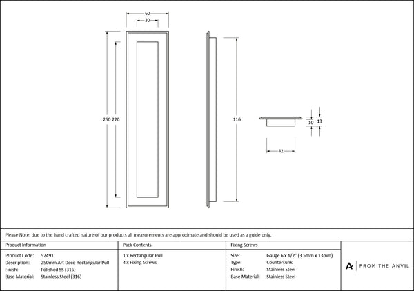 Art Deco Rectangular Pull by From The Anvil