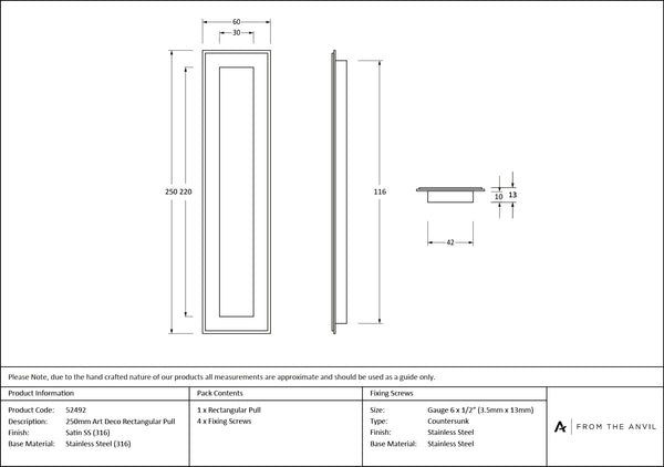 Art Deco Rectangular Pull by From The Anvil