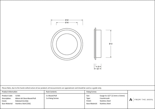 Art Deco Round Pull by From The Anvil