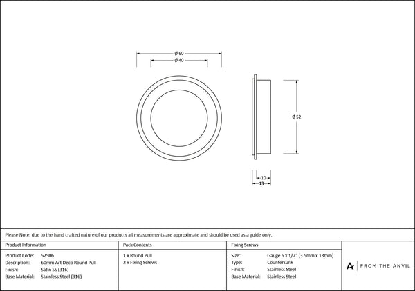 Art Deco Round Pull by From The Anvil