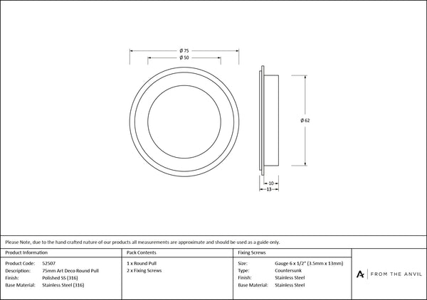 Art Deco Round Pull by From The Anvil