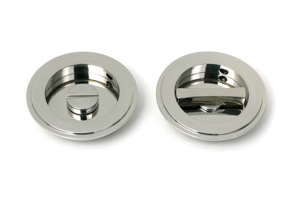From The Anvil's Polished Marine SS (316) Art Deco Round Pull - Privacy Set