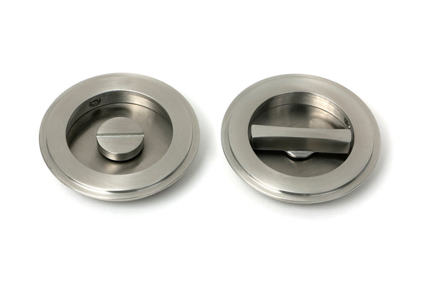 From The Anvil's Satin Marine SS (316) Art Deco Round Pull - Privacy Set