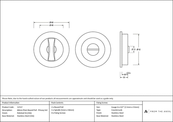 Plain Round Pull - Privacy Set by From The Anvil