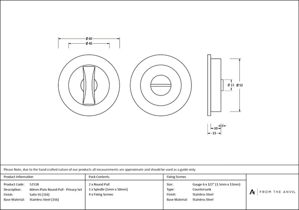 Plain Round Pull - Privacy Set by From The Anvil