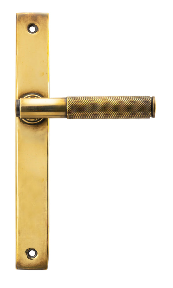 From The Anvil's Aged Brass Brompton Slimline Lever Espag. Latch Set