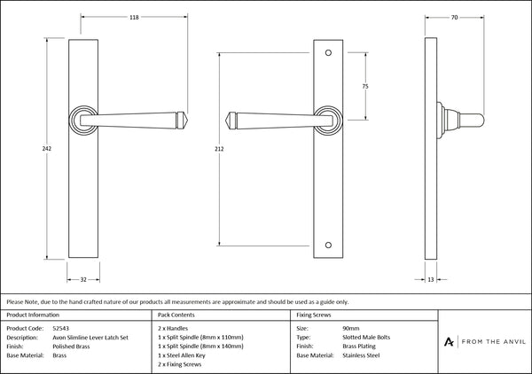 Avon Slimline Lever Espag. Latch Set by From The Anvil